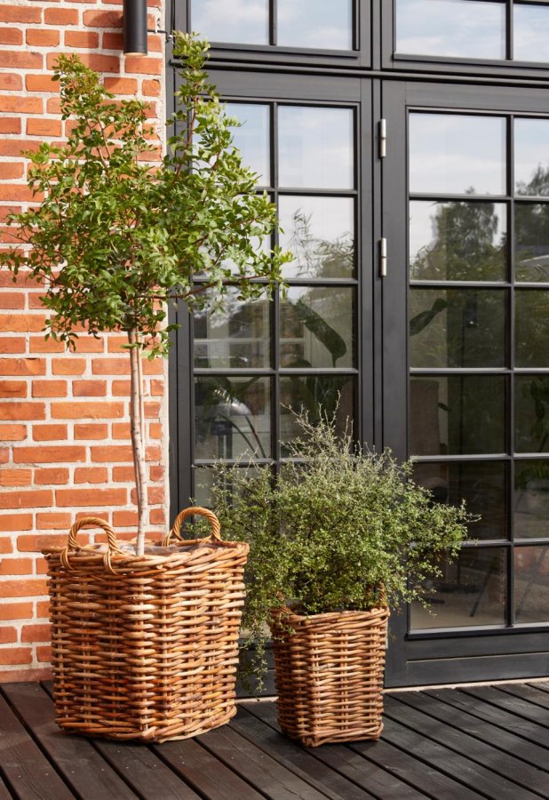 Calais kurv, lille, m. hank, kvadratisk - natur rattan (st med 2)