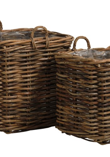 Calais kurv, stor, m. hank, kvadratisk - natur rattan (st med 2)