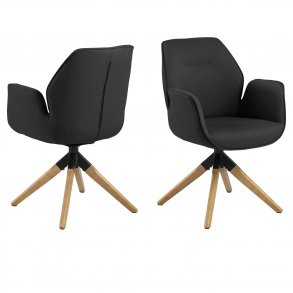 ACT NORDIC Aura spisebordsstol, m. armln og drejefunktion - mrkegr polyester og natur gummitr