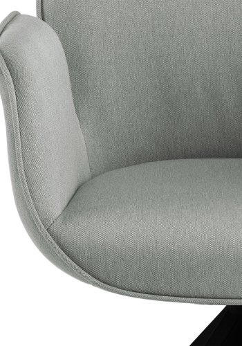 ACT NORDIC Aura spisebordsstol, m. armln og drejefunktion - lysegr polyester og sort gummitr
