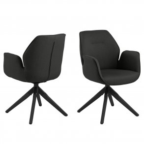 ACT NORDIC Aura spisebordsstol, m. armln og drejefunktion - mrkegr polyester og sort gummitr