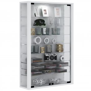 Vitrosa Mini vgskab uden LED, m. 2 lger og 8 hylder - glas og hvid tr