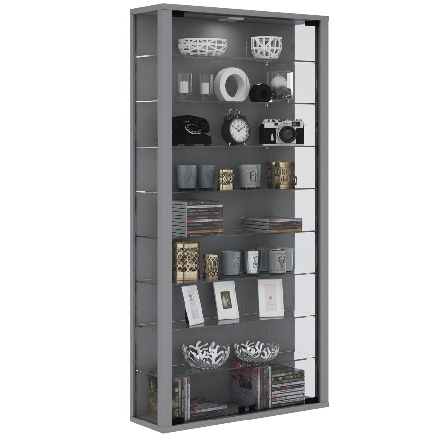 Vitrosa Maxi vgskab uden LED, m. 2 lger og 8 hylder - glas og gr tr