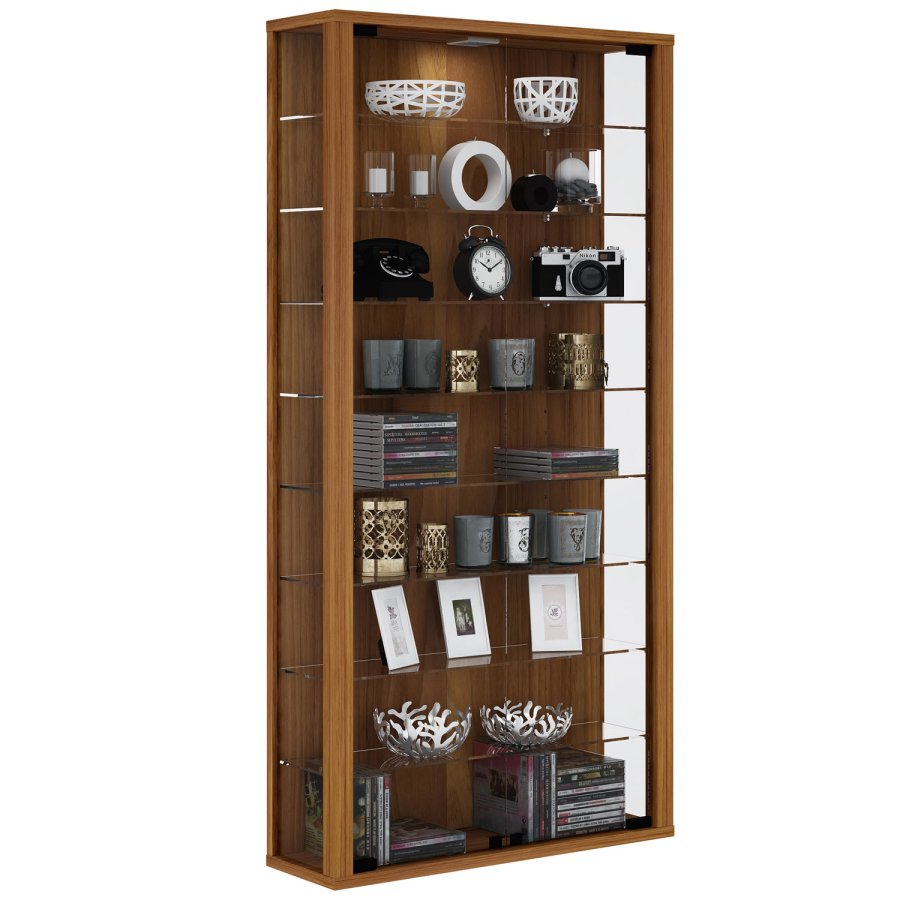 Vitrosa Maxi vgskab uden LED, m. 2 lger og 8 hylder - glas og natur tr