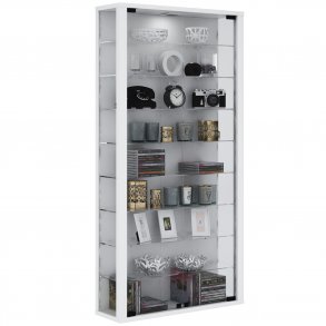 Vitrosa Maxi vgskab uden LED, m. 2 lger og 8 hylder - glas og hvid tr