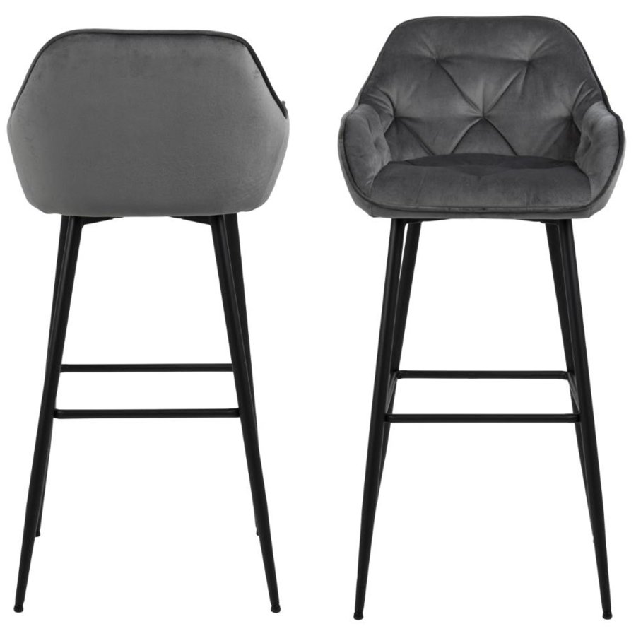 ACT NORDIC Brooke barstol, m. armln, rygln og fodsttte - mrkegr polyester og sort metal