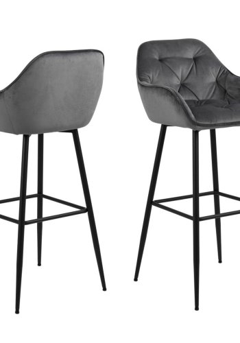 ACT NORDIC Brooke barstol, m. armln, rygln og fodsttte - mrkegr polyester og sort metal
