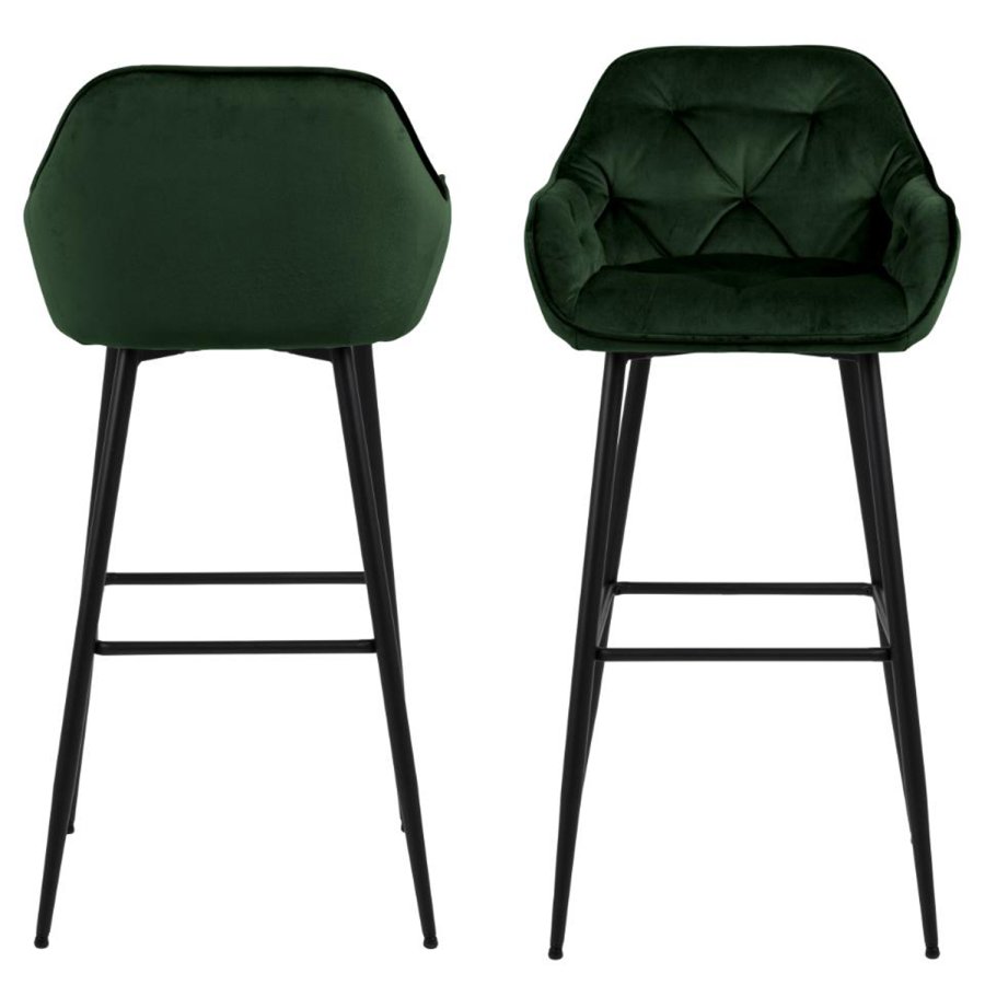 ACT NORDIC Brooke barstol, m. armln, rygln og fodsttte - grn polyester og sort metal