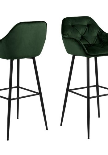 ACT NORDIC Brooke barstol, m. armln, rygln og fodsttte - grn polyester og sort metal