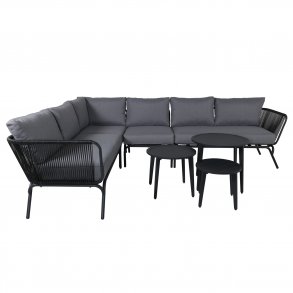 VENTURE DESIGN Roxo hjrnesofa st - gr hynder, sort polyester reb og aluminium