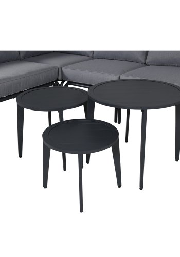 VENTURE DESIGN Roxo hjrnesofa st - gr hynder, sort polyester reb og aluminium