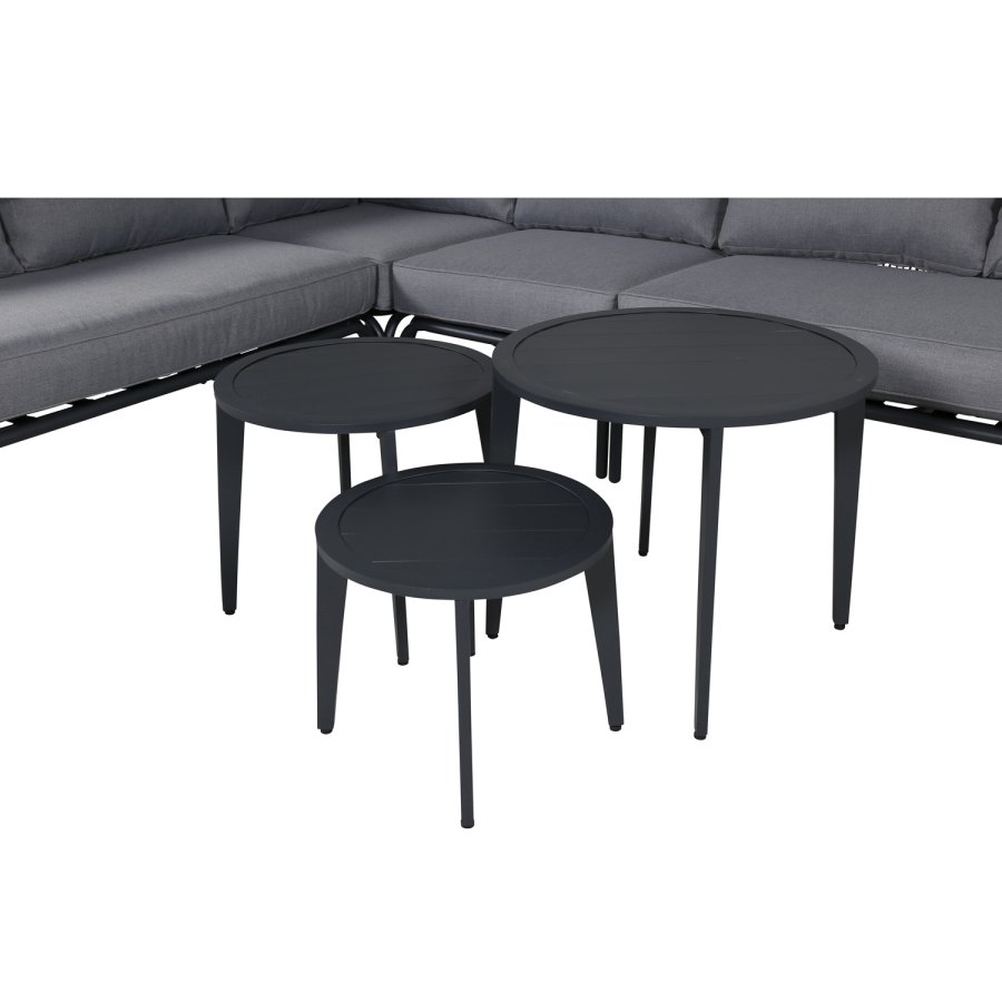 VENTURE DESIGN Roxo hjrnesofa st - gr hynder, sort polyester reb og aluminium