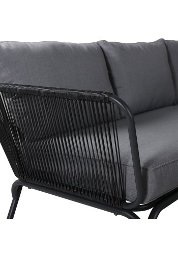 VENTURE DESIGN Roxo hjrnesofa st - gr hynder, sort polyester reb og aluminium