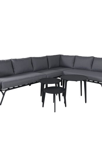 VENTURE DESIGN Roxo hjrnesofa st - gr hynder, sort polyester reb og aluminium