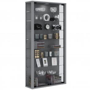 Vitrosa Maxi vgskab med LED, m. 2 lger og 8 hylder - glas og gr tr