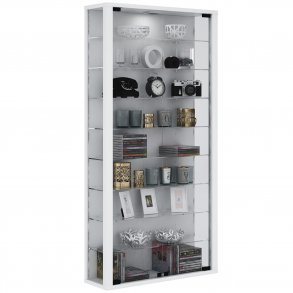 Vitrosa Maxi vgskab med LED, m. 2 lger og 8 hylder - glas og hvid tr