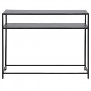 ACT NORDIC Newcastle konsolbord metal pulverlakeret ru mat sort, hylde 1 stk ben bund L:100 B:35 H:79 cm