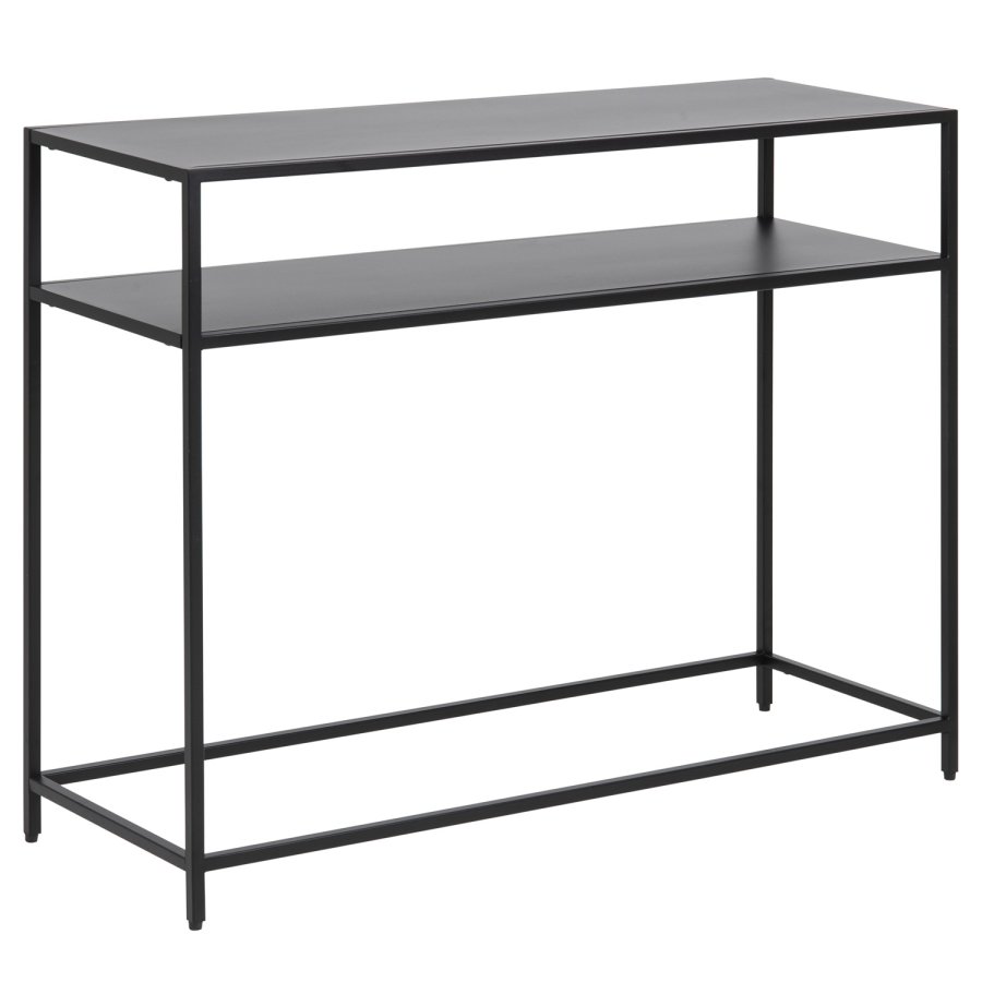 ACT NORDIC Newcastle konsolbord metal pulverlakeret ru mat sort, hylde 1 stk ben bund L:100 B:35 H:79 cm