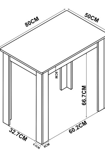 VCM NORDIC Esal 80 spisebord, rektangulr - hvid tr (80x50)
