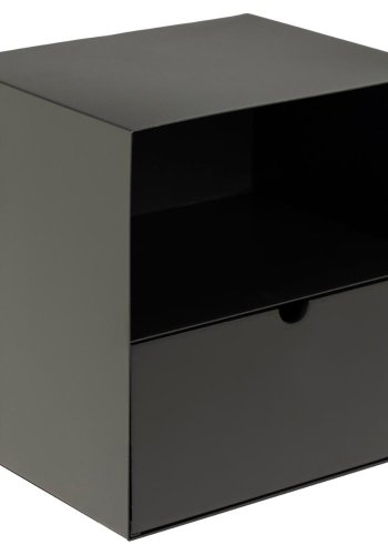 ACT NORDIC Joliet vghngt natbord, m. 1 hylde og 1 skuffe - sort MDF og sort metal (30x25)