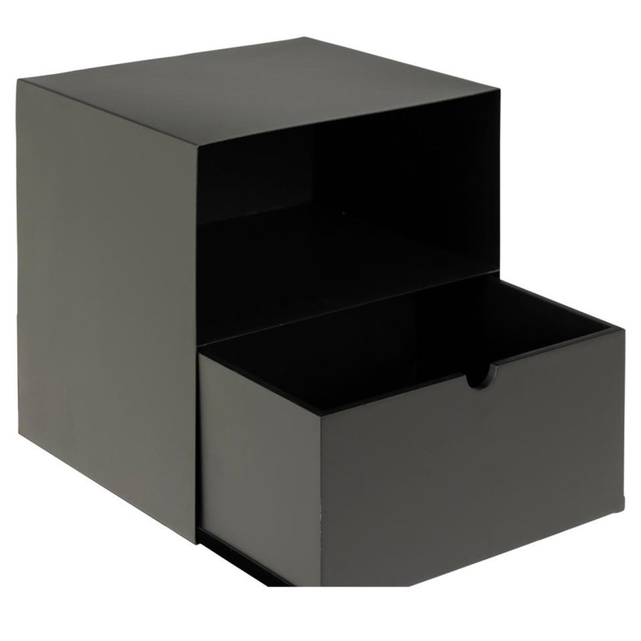 ACT NORDIC Joliet vghngt natbord, m. 1 hylde og 1 skuffe - sort MDF og sort metal (30x25)