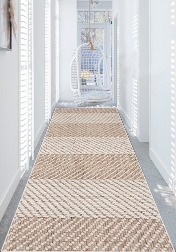 TEPPI Tresse Hall gulvtppe m. striber, rektangulr - multifarvet polyester (80x200)