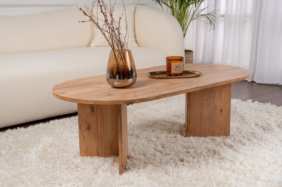 NORDVÄRK Sable sofabord, oval - Atlantic Pine melamin (119x60)