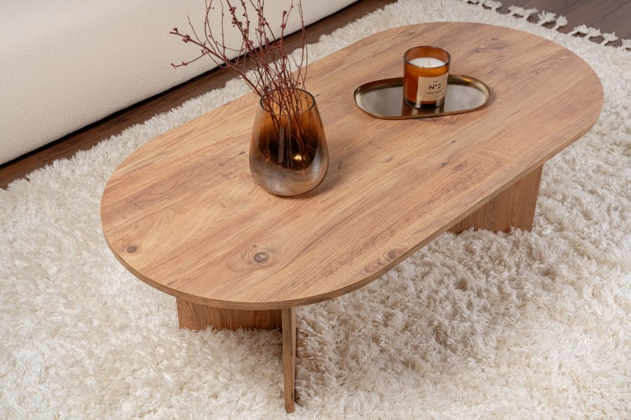 NORDVÄRK Sable sofabord, oval - Atlantic Pine melamin (119x60)