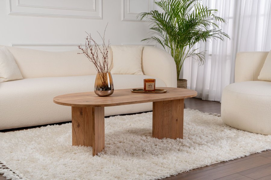 NORDVÄRK Sable sofabord, oval - Atlantic Pine melamin (119x60)