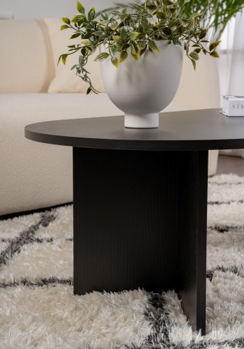 NORDVÄRK Sable sofabord, oval - sort tr melamin (119x60)