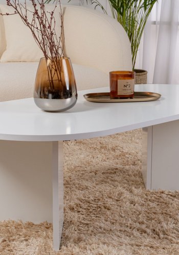 NORDVÄRK Sable sofabord, oval - hvid melamin (119x60)