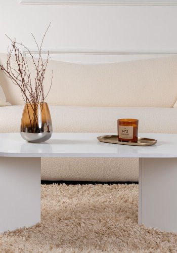 NORDVÄRK Sable sofabord, oval - hvid melamin (119x60)