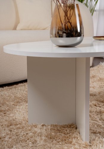 NORDVÄRK Sable sofabord, oval - hvid melamin (119x60)