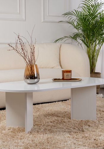NORDVÄRK Sable sofabord, oval - hvid melamin (119x60)