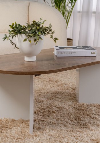 NORDVÄRK Sable sofabord, oval - valndfarvet og hvid melamin (119x60)