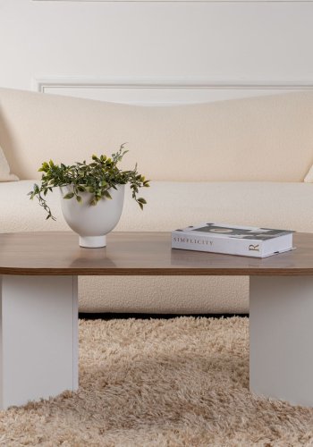 NORDVÄRK Sable sofabord, oval - valndfarvet og hvid melamin (119x60)