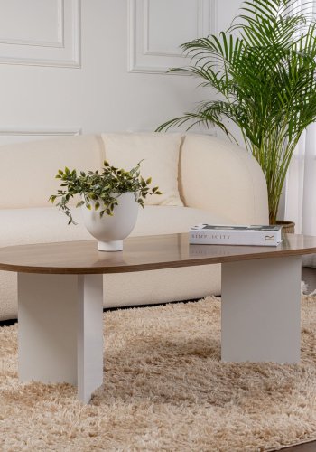 NORDVÄRK Sable sofabord, oval - valndfarvet og hvid melamin (119x60)