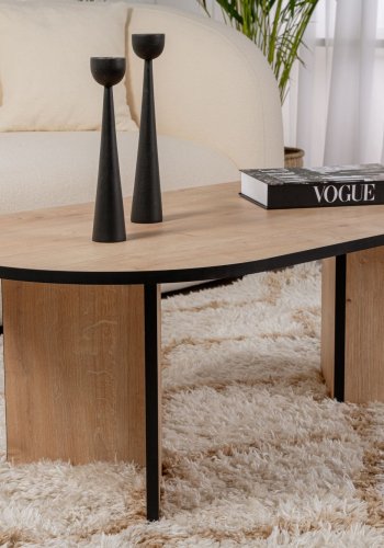 NORDVÄRK Sable sofabord, oval - Safir eg og sort melamin (119x60)