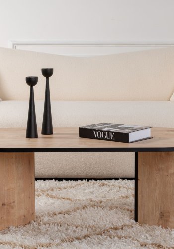 NORDVÄRK Sable sofabord, oval - Safir eg og sort melamin (119x60)