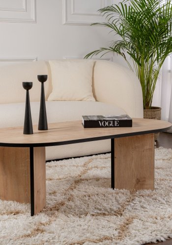 NORDVÄRK Sable sofabord, oval - Safir eg og sort melamin (119x60)