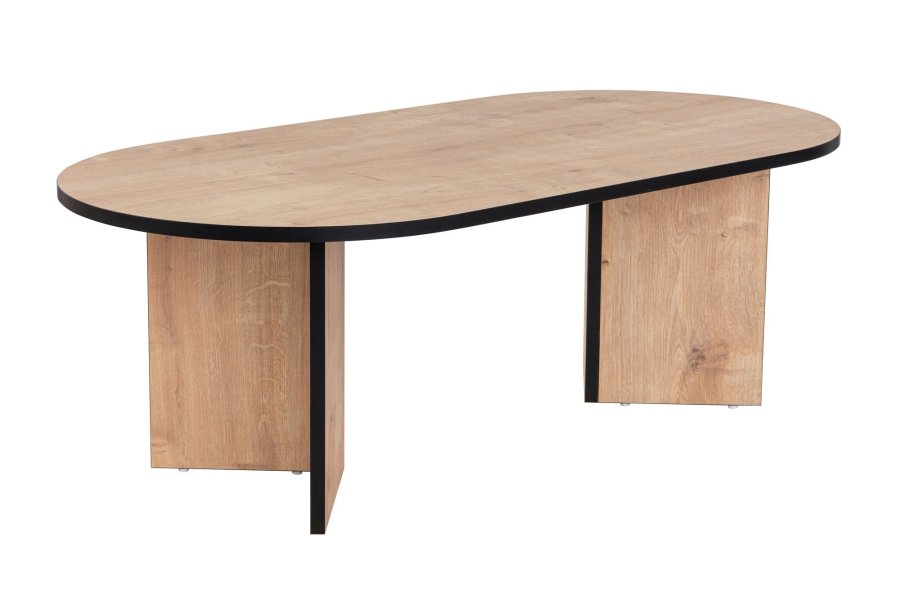 NORDVÄRK Sable sofabord, oval - Safir eg og sort melamin (119x60)