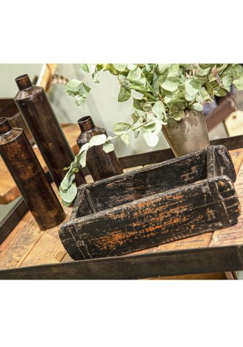 SJÄLSÖ NORDIC rektangulr barvogn, m. hjul - genbrugstr og sort jern (83x40)