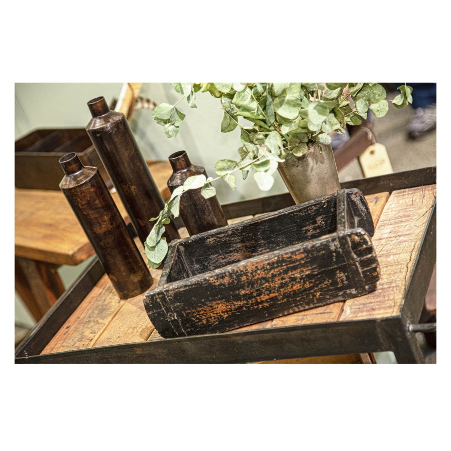 SJÄLSÖ NORDIC rektangulr barvogn, m. hjul - genbrugstr og sort jern (83x40)