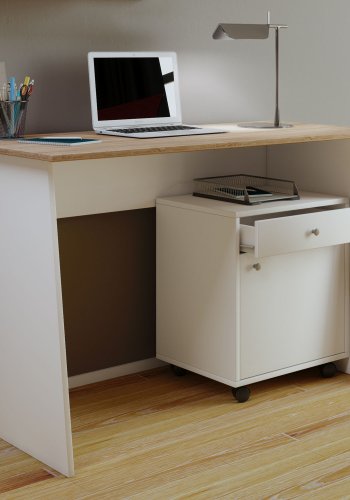 Masola Maxi skrivebord - hvid og natur tr (110x50)