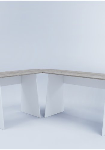 Masola hjrneskrivebord - hvid og natur tr