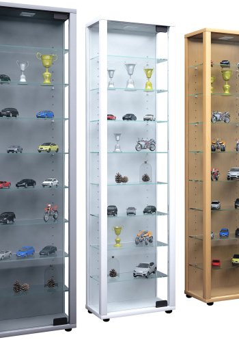 Edana Maxi skab uden LED, m. 1 lge og 8 hylder - glas og gr tr