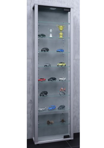 Edana Maxi skab uden LED, m. 1 lge og 8 hylder - glas og gr tr