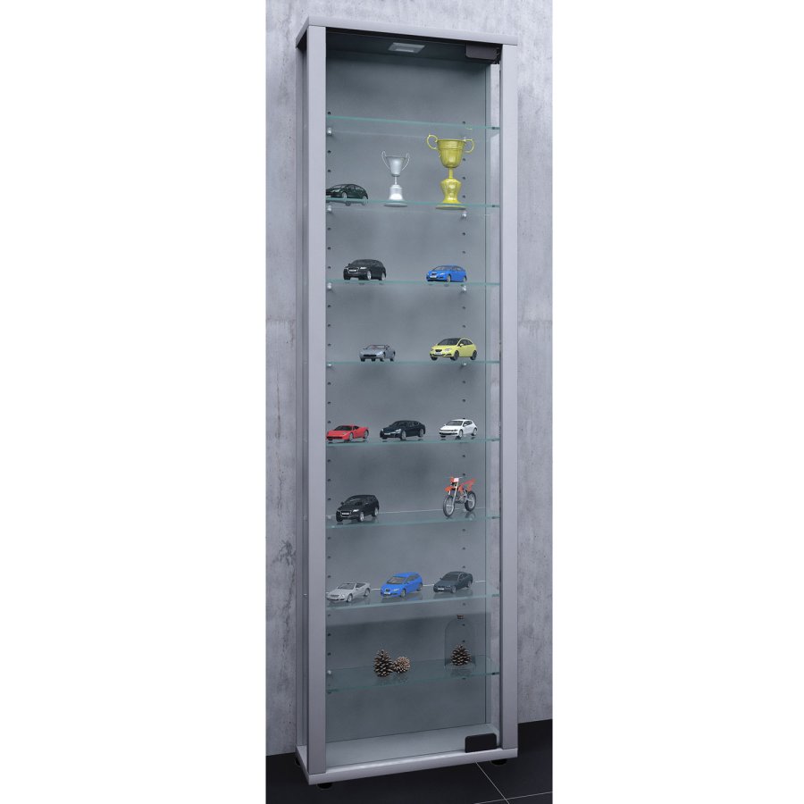 Edana Maxi skab uden LED, m. 1 lge og 8 hylder - glas og gr tr