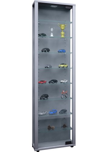 Edana Maxi skab uden LED, m. 1 lge og 8 hylder - glas og gr tr