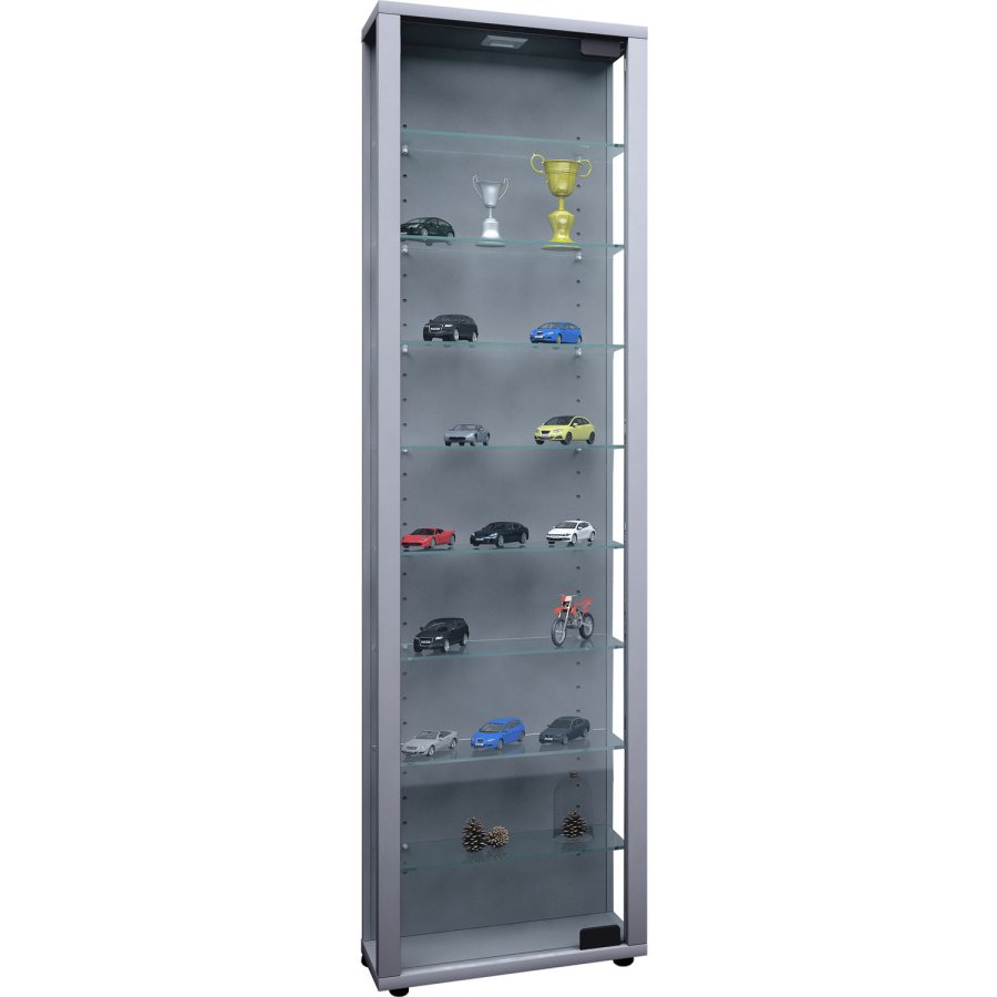 Edana Maxi skab uden LED, m. 1 lge og 8 hylder - glas og gr tr